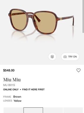 Miu Miu Brown Frame Sunglasses with Yellow Lenses
